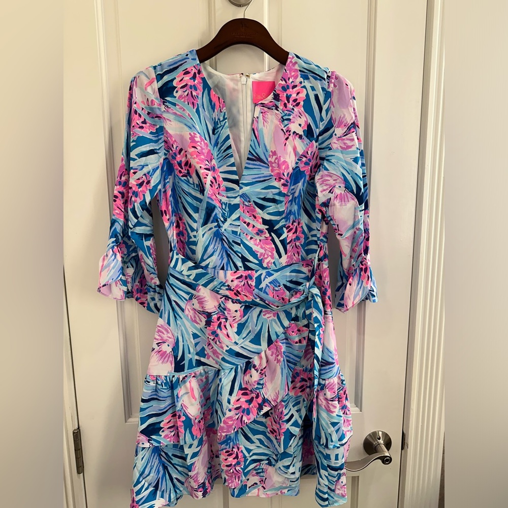 Lilly Pulitzer Tropical Blue and Pink Mini Dress